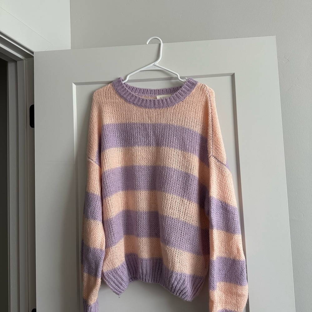 Striped Lavender and Peach Sweater